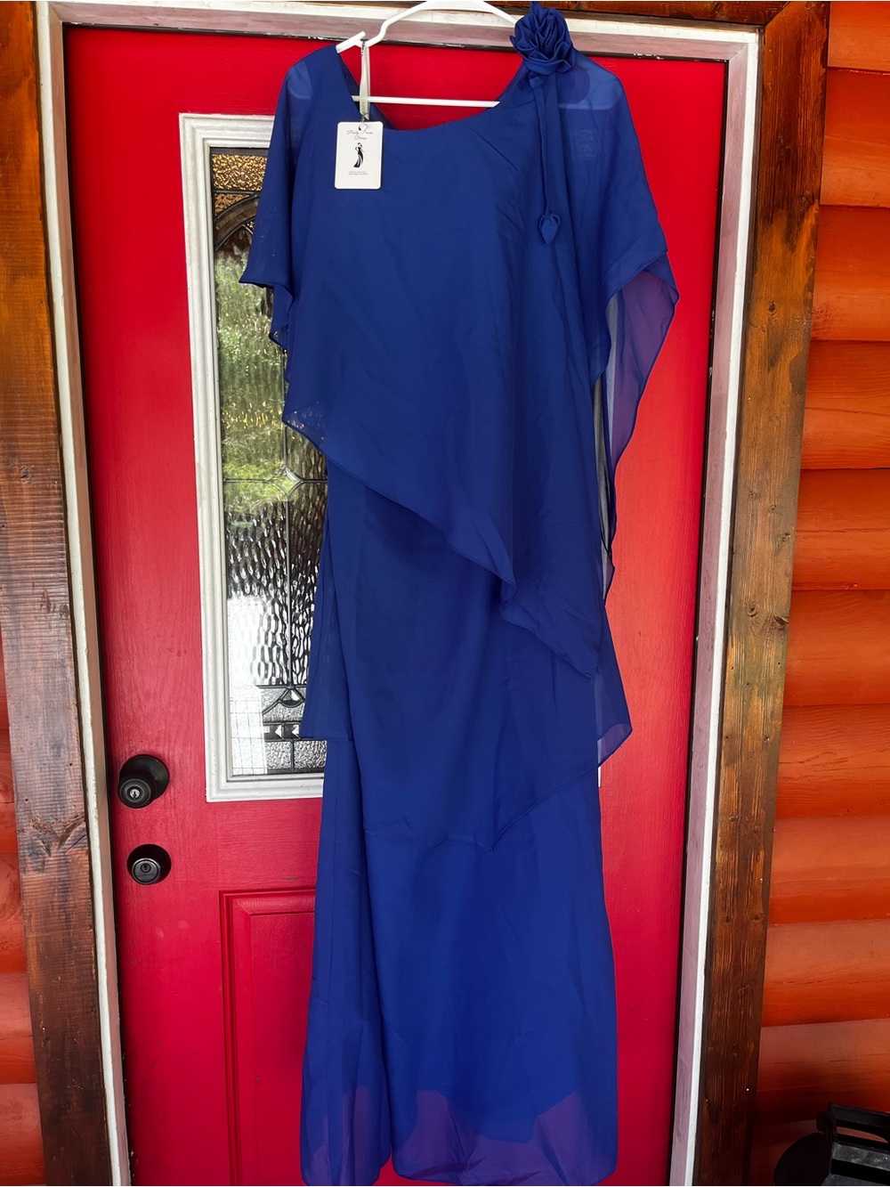Royal Blue Overlay Evening Dress 16 plus NWT